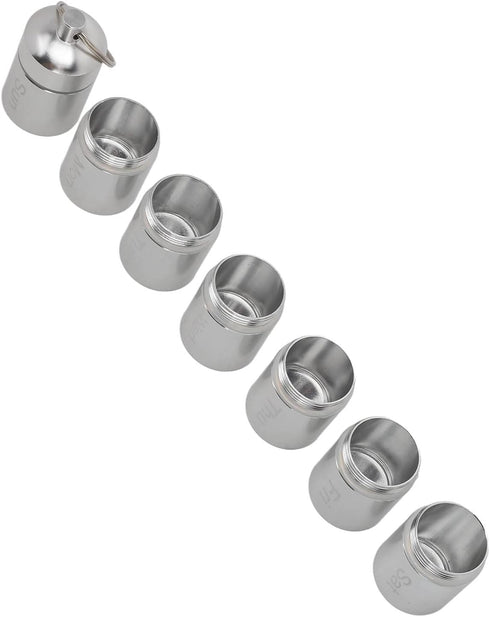 Masyrt 7 Box Stainless Steel, Box Days, Weekly Key Ring Holder Case for Supplies Pills Vitamins (Silver)