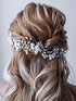 Unicra Bride Flower Wedding Hairpiece, Pearls Bridal Hair Accessory with Crystals for Women and Girls (Silver)