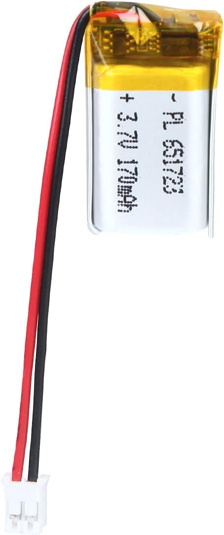 3.7V 170mAh 651723 Lithium Polymer Ion Rechargeable Li-ion Li-Po Battery with 2P PH 2.0mm Pitch Connector