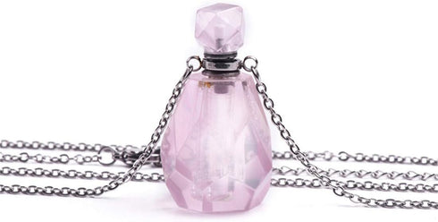 YGLINE Natural Healing Stone Essential Oil Diffuser Perfume Bottle Pendant Necklace Jewelry(Rose