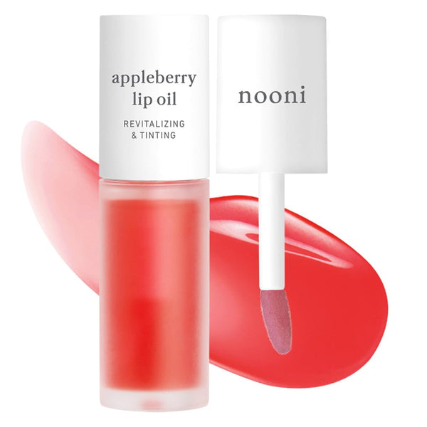 NOONI Korean Lip Oil - Appleberry, Long-Lasting Moisturizing Plumping for Dry Lips, 0.12 FL Oz