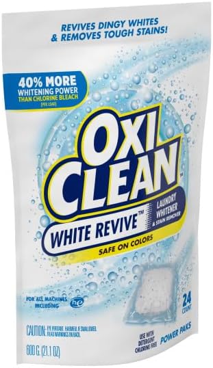 Pack, 24 (Pack 3) OxiClean White Revive Laundry Whitener & Stain Remover, Safe on Colors, Power Use with Detergent