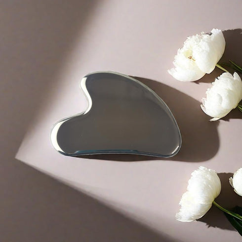 TIKMOON Set, Gua Sha Scraping Tool Heart-Shaped Metal Gua Sha Face Massage Tool, Facial Massage Wand for Face, Neck