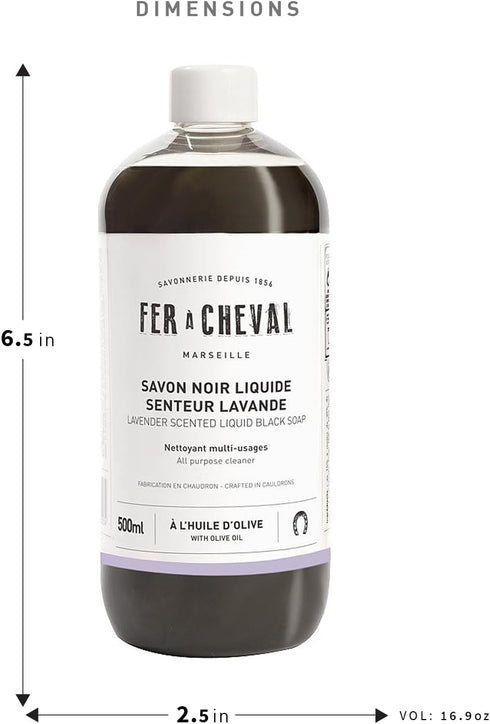 Fer à Cheval All Purpose Cleaner, Lavender Scented Liquid Black Soap for Multi-Surface Cleaning, 500ml