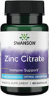 Swanson Zinc Citrate - Immune Support and Prostate Health, 50 Milligrams, 60 Capsules