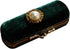 Lipstick Case Holder, Fashion Cosmetic Travel Cases, Retro Velvet Lipstick Box with Mirror, Green