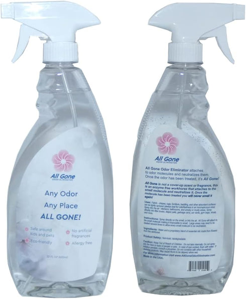 Any Odor, Any Place, ALL GONE! Eco-friendly, allergy-free, safe for kids and pets, no artificial fragrances