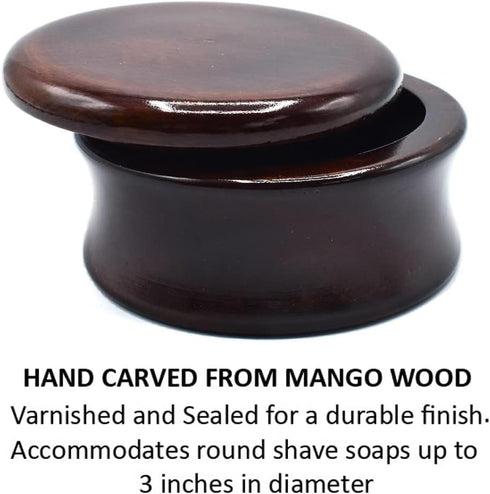 Parker Hand Carved Genuine Mango Wood Shaving Soap Bowl