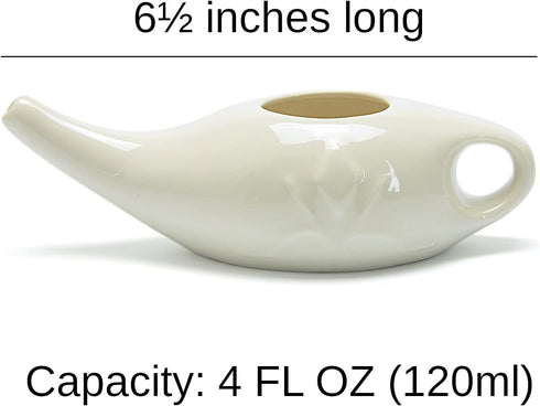 Ceramic Neti Pot for Nasal Sinus Cleansing | Microwave & Dishwasher Safe | Petite Design for Easy Use