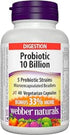Webber Naturals Probiotic 10 Billion with 5 Probiotic Strains, 40 Vegetarian Capsules