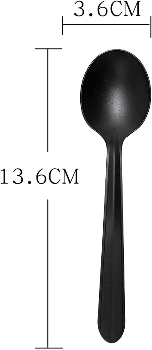 100 Pcs Heavy Duty Recyclable Spoon, Thickened Individually Wrapped Spoon Packaged, Catering Spoon, Dessert Spoon, Party Utensils (Black)