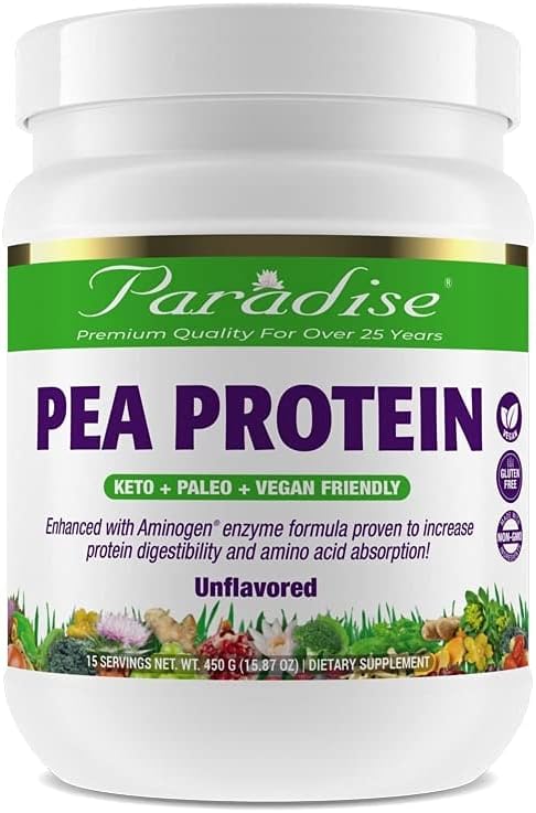 Paradise Herbs Pea Protein Powder - Organic, Keto, Paleo, Vegan, Non-GMO, 15 Servings, 450 G