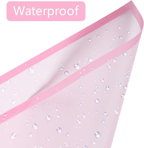 lyy-biuty 20 Sheets Flower Wrapping Paper, Pink Border Floral Paper for Bouquet Gift Packaging DIY Crafts, 22.8 x 22.8