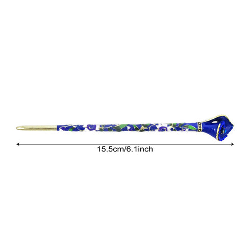 Honbay Cloisonn Vintage Hair Stick with Calla, Chinese Traditional Style Fashion Hairpin (Blue)