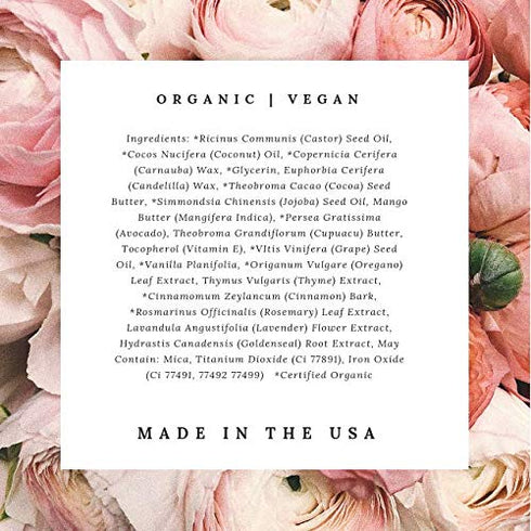 Mom's Secret Organic Natural Lipstick, Vegan, Gluten Free, Cruelty Free, Made in the USA, 0.12 oz. (Radiant Rose)