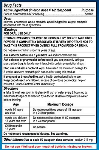De La Cruz Pure Sodium Bicarbonate - USP Grade Baking Soda, Aluminum Free Antacid Powder, 4 OZ. (2 Bottles)
