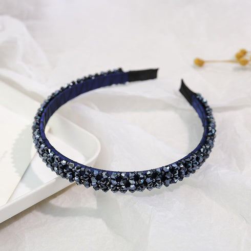 Ruihfas Fashion Sparkle Headbands - 4 Rows Crystal Rhinestone Beaded Hair Hoop Band (Navy)