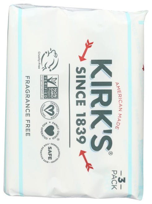 Kirks Soap Bar, Frag Free, 3pk