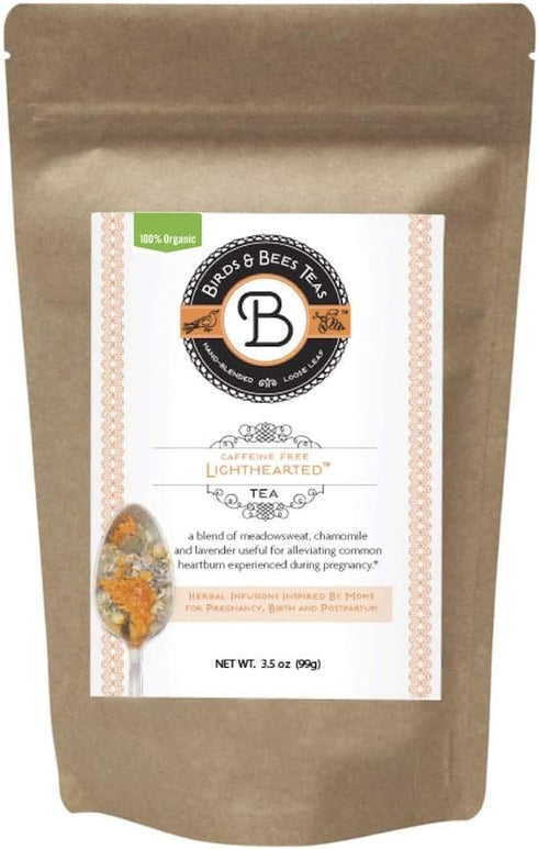 Birds & Bees Teas Organic Heartburn Relief Tea for Acid Reflux & Pregnancy, 40 Servings, 3.5 oz