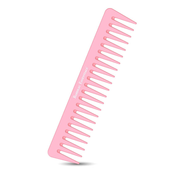 Pink Carbon Wide Tooth Comb for Curly and Straight Hair (7 inch) - Professional Detangling Comb for Styling
