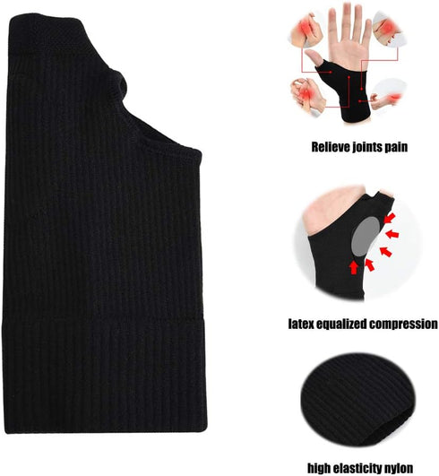 Wrist Thumb Compression Arthritis Gloves (1 Pair) - Breathable Fingerless Glove with Gel Pads for Carpal Tunnel Relief