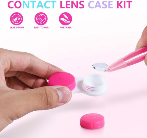 12 Pack Colorful Contact Lens Case Box Holder, Soak Storage Kit
