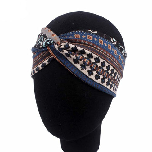 MarchQueen Boho Headbands for Women, Vintage Print Twisted Hair Bands, Stretchy Criss Cross Turban Headwrap (Boho-6pcs)