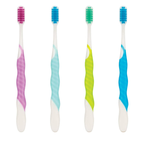 SmileGoods A282 Toothbrush, 28 Tuft, Soft Bristle, Individually Packaged Toothbrushes, Assorted Colors, Bulk Pack of 72