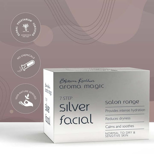 Silver Facial Kit - Multi Use 7 in 1 Natural Face Set for Women with Aloe Vera Extract for Cleansing & Moisturizing