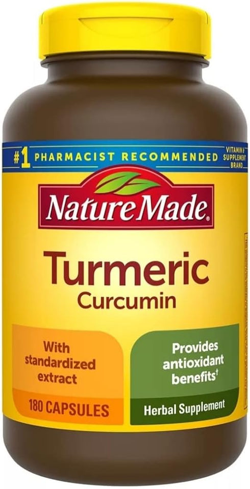 Nature Made Turmeric Curcumin 500mg Capsules, Antioxidant, Value Size, 180 Ct