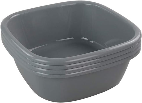 Idomy 4-Pack 8 Idotry Baby Small Wash Basin, Gray Plastic Square Dish Pan, Quart