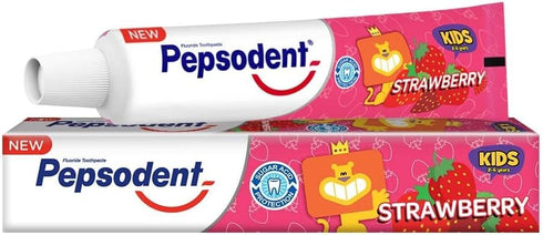 Metrey Herbotech Pepsudent Kids Toothpaste, Strawberry Flavor, Cavity & Enamel Protection, 45G, Pack of