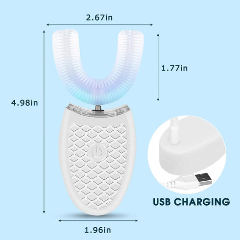 Ultrasonic Electric Toothbrush for Adults, Hands-Free Rechargeable U Shaped 360° Cleaning Teeth Whitening, IPX7