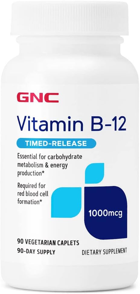 GNC Vitamin B-12 1000mcg, 90 Caplets | Supports Energy Production