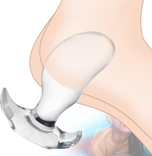 Soft Anal Plugs with Safety Base, Transparent Flexible Butt Plug Prostate Massage G-spot Stimulation Trainer with Round