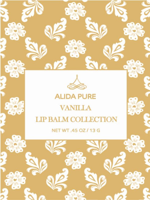 Vegan Vanilla Lip Balm Collection, 3 Tube Set with Organic Jojoba, Avocado Oil, and Vitamin E for Chapped Lips