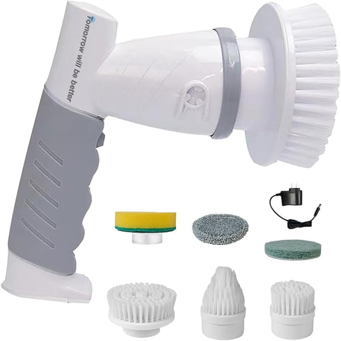 Electric Spin Scrubber, Power Spin Brush for Cleaning, Rechargeable Brush for Bathroom, Tile, Floor, with 4 Brush Heads