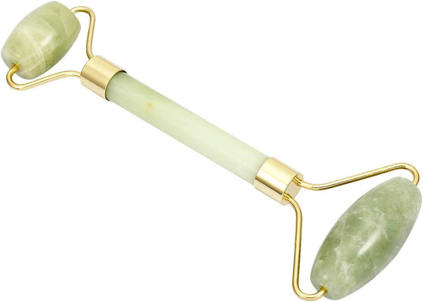 Rockcloud Natural Crystal Stone Roller Massager, Double Neck Face & Neck Massage Therapy Tool, Xiuyan Jade
