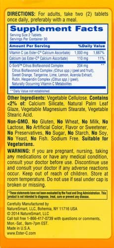 Ester-C Vitamin C Tablets, 500mg, 60-Count, Unflavored (Packaging May Vary)