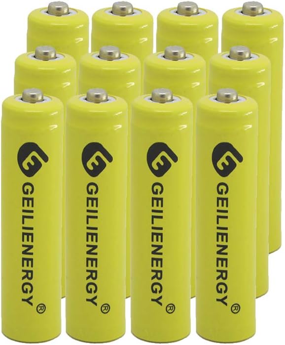 (12 Pack) Solar Light Batteries AAA NiCd 1.2V 600mAh, Triple A Rechargeable Batteries for Garden Lights