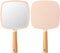YEAKE Hand Held Mirror with Handle, Small Cute Wood Mirror for Shaving, Portable Travel Vanity (Square, Pink, 1Pack)