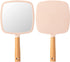YEAKE Hand Held Mirror with Handle, Small Cute Wood Mirror for Shaving, Portable Travel Vanity (Square, Pink, 1Pack)