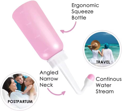 Pine shine 500ml Nozzle 17oz. Peri Bottle for Postpartum Care Portable Travel Bidet with Angled & Soft Tip, Feminine