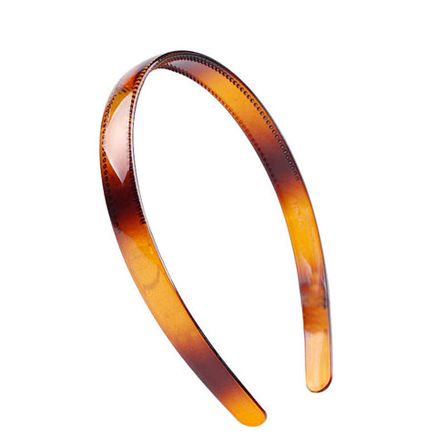 Set of 2 Simple Fashion Plastic Headband Hair Accessories, Fine Tooth Hairband for Women, Black + Brown