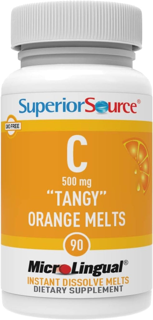 Superior Source Vitamin C 500 mg Tangy Orange Melts, 90 Sublingual Tablets