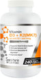 Vitamin D3 (10000 IU) + K2 / MK7 (100 mcg) Supplement (8 Months Supply) - High Potency Non-GMO Formula