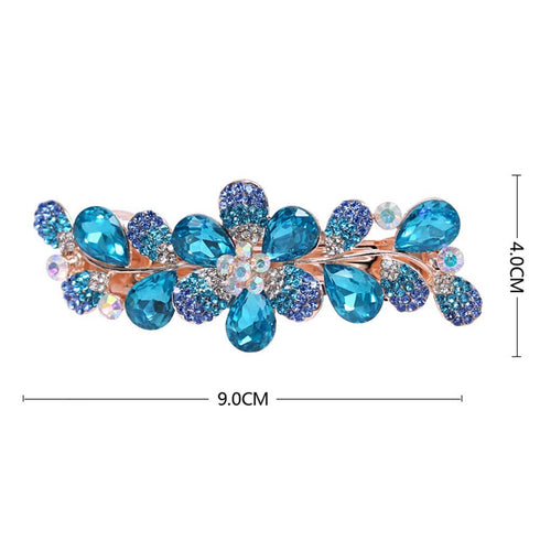 Ruihfas Women Girls Crystal Rhinestone Flower Pattern Hair Spring Clip - Sweet Hair Accessories (Purple)