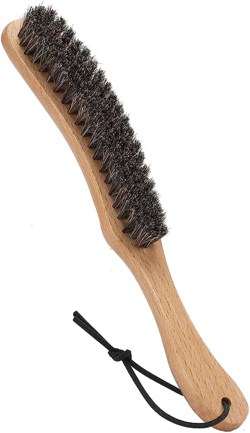 Hat Brush - Horsehair Felt Brush for Western Cowboy Hat, Fedora, Baseball Cap, Beech Handle, Removes Dust & Cat Hair