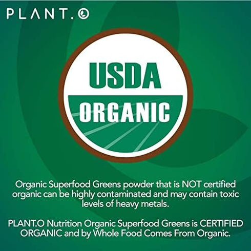 Plant.O Organic Super Greens - High Absorption Antioxidants from Green Powder for Immune Support, 60 Veggie Tablets