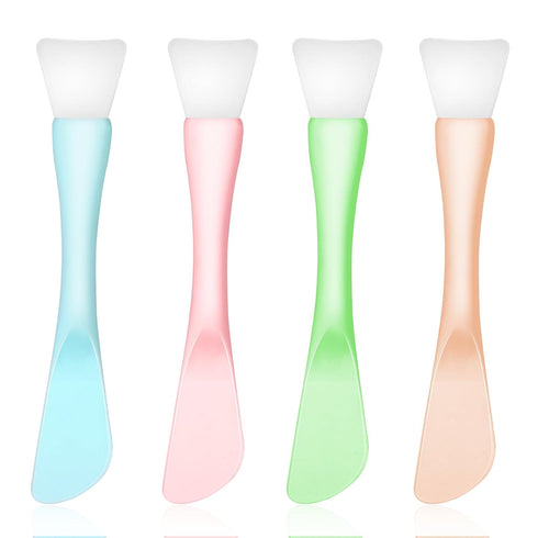 Silicone Facial Mask Applicator, 4 Pcs Reusable Double-End Brush for Clay, Cream, and Gel Masks